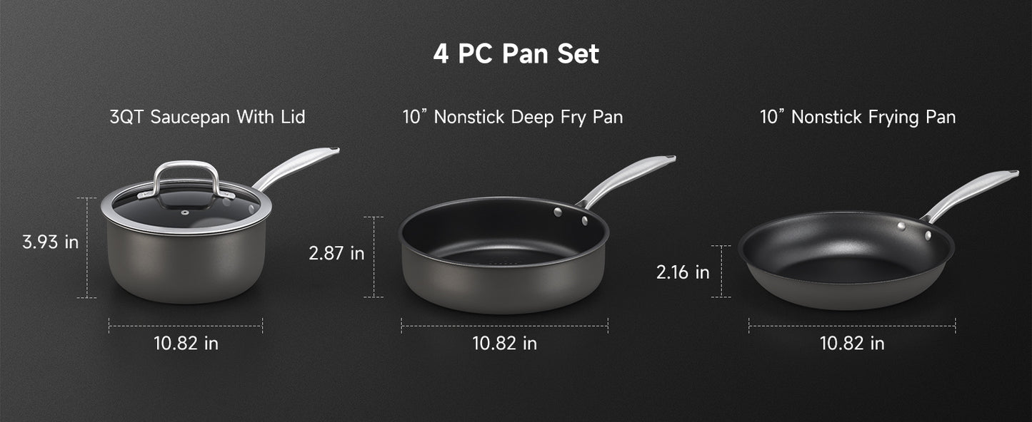 Induction Pots and Pans, Stainless Steel Pots And Pans Set 4pcs With Lid